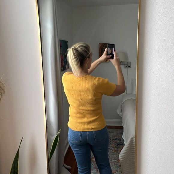 Tahari Women’s Yellow‎ Rib Knit Blouse Size Small - Picture 4 of 7